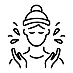 Washing face icon in outline style