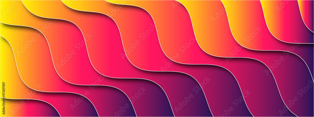 Poster wavy abstract paper cut 3d layered design in green gradient. digital light wavey line shape with lux