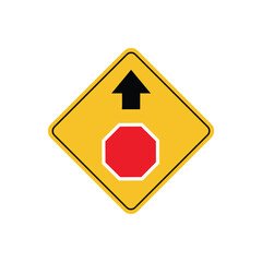 road sign icon, Stop ahead road on yellow rhombus. board.suitable for poster use and web icon	

