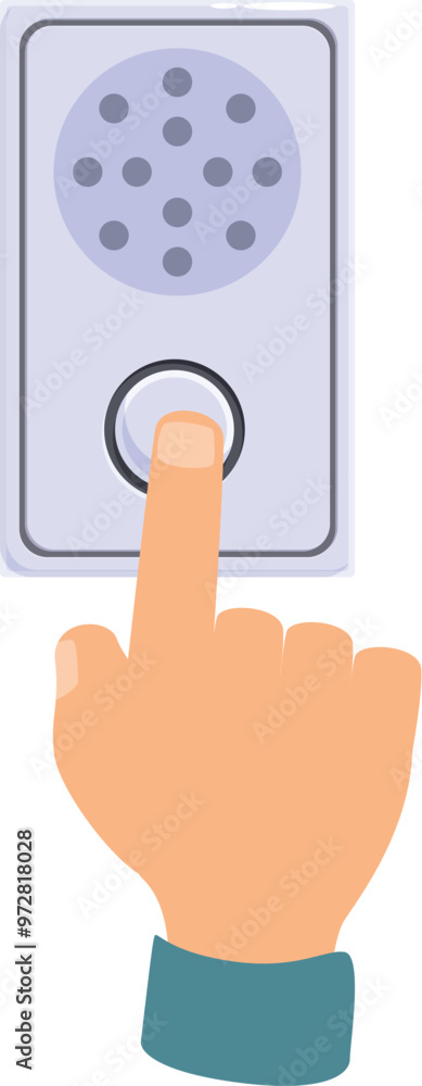 Poster hand is pressing the up button of an elevator control panel
