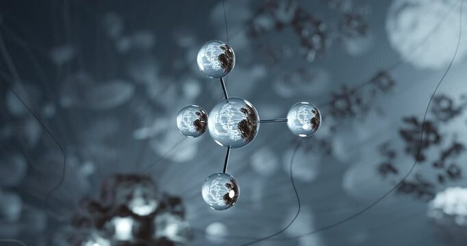 Phosphate rotating 3d molecule, molecular structure of anion, seamless video