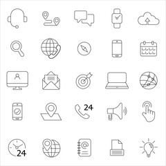 Digital Marketing Icon Set with Editable Stroke and Pixel Perfect