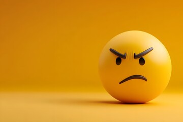 Fototapeta premium Confounded Face emoji on yellow background, copy space, 3D rendering