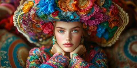 Beautiful Girl Wearing a Vibrant Costume for Halloween During a Festive Celebration