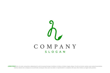 letter h leaf and nature logo