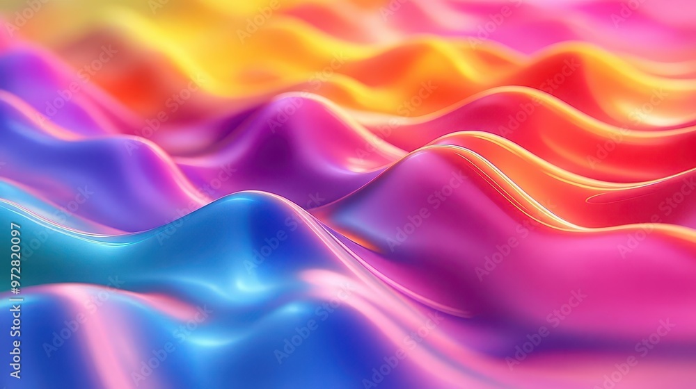Aufkleber dynamic 3d render of prismatic rainbow wave fluid motion frozen in time vibrant color spectrum