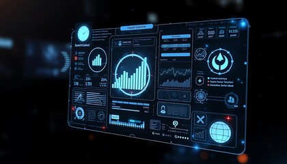 Fototapeta premium Cybernetic Data Visualization in a Transparent Display