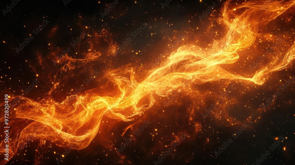 Aufkleber dynamic composition of leaping flames and spiraling sparks against a dark background creating an abs