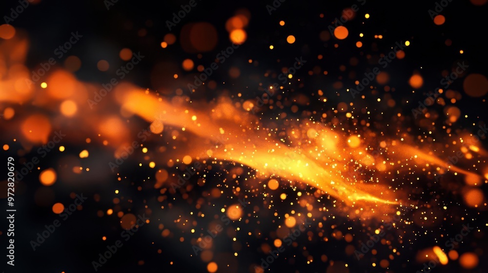 Poster dynamic fire and spark elements on black background varying sizes and intensities from roaring flame