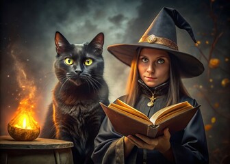 black cat witch magic spellbook
