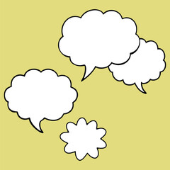Speech bubbles. Chat vector icon. Talk bubble speech icon. Blank empty bubbles vector design elements.. Retro empty comic speech bubbles set with black halftone shadows.