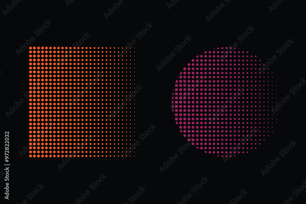 Poster halftone gradient. dotted gradient, smooth dots spraying and halftones dot background seamless horiz