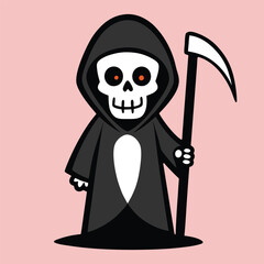 Grim reaper silhouettes isolated in white background. Silhouette grim reaper. Grim Reaper vector silhouette. Happy Halloween.