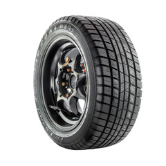 Fototapeta premium Car tire with alloy wheel isolated transparent background