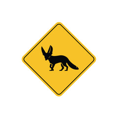 road sign icon, fennec, crossing on yellow rhombus. board.suitable for poster use and web icon	
