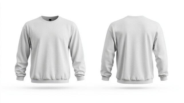 Front and back view of light gray cotton thermal shirts mock-up