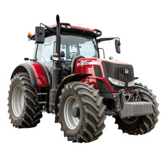 Modern Red Farm Tractor with Large Tires