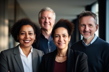 Group of middle aged business people of diverse ethnicity in office