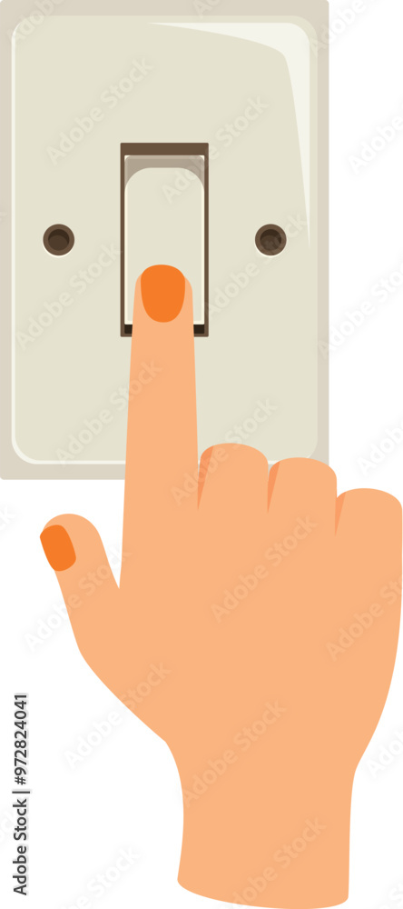 Aufkleber hand with the index finger extended is pressing a light switch