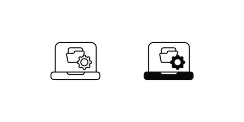 folder management set icon with white background vector stock illustration