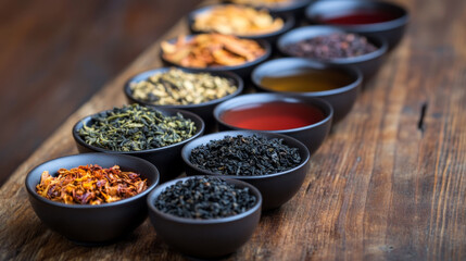 Variety of Gourmet Loose Tea Blends in Circular Containers