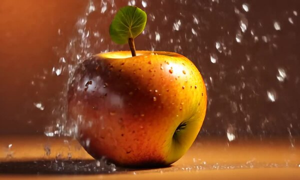 fresh apple with orange background
