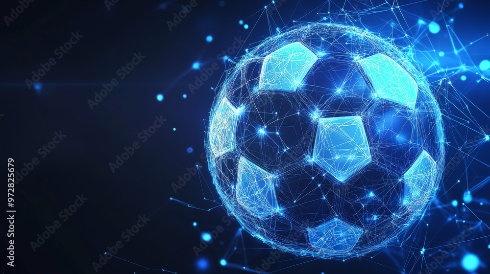 Poster a futuristic vector illustration of a basketball, rendered with a wireframe mesh and polygonal eleme