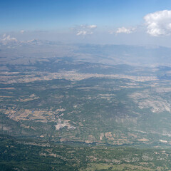 Fontecchio aerial from west, Italy