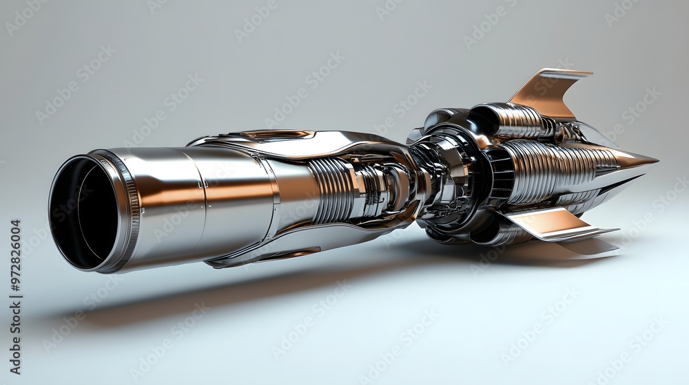 Poster 47. **high-resolution 3d model of a futuristic spacecraft engine with sleek aerodynamic design
