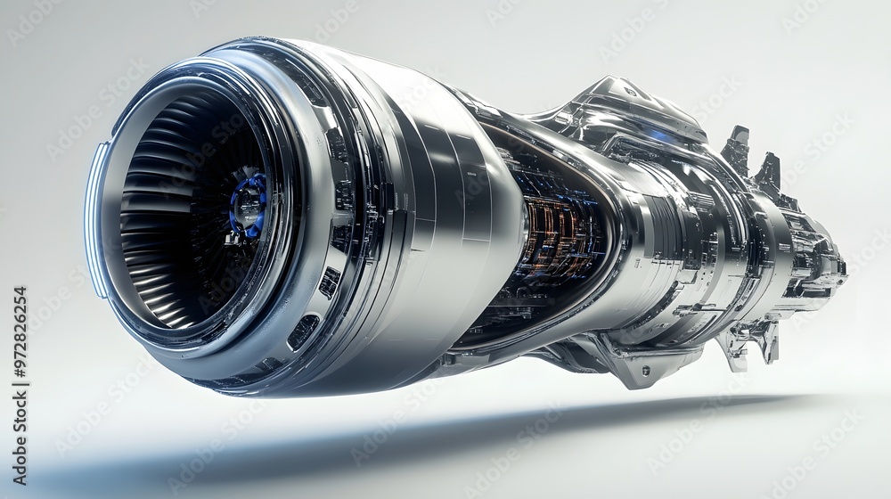 Aufkleber 47. **high-resolution 3d model of a futuristic spacecraft engine with sleek aerodynamic design
