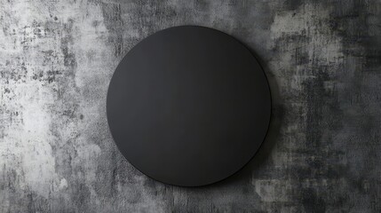 elegant round black signboard on textured wall sleek minimalist design perfect for showcasing logos or branding elements adding a touch of sophistication to any urban or commercial space
