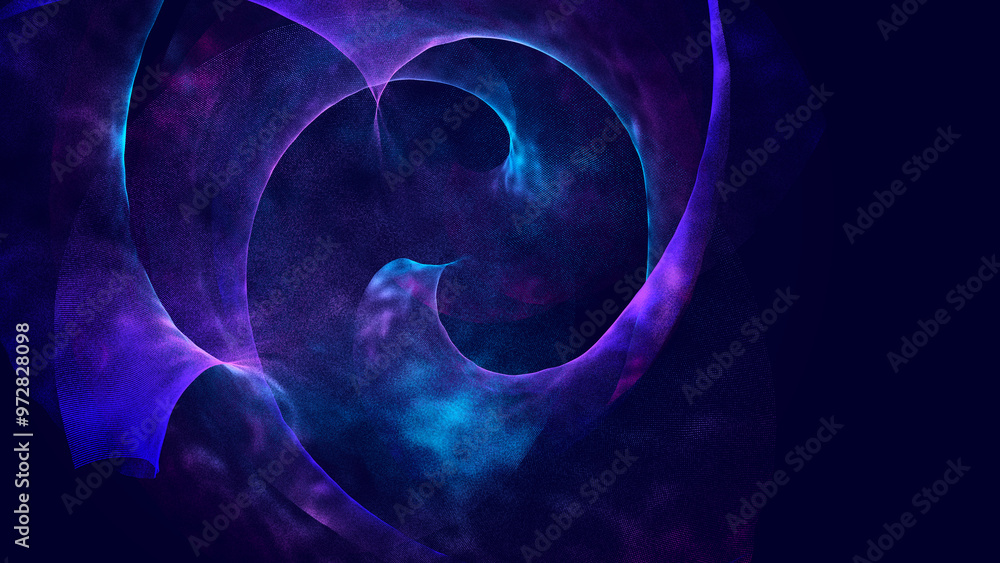 Poster collection of bright dots on a dark background. abstract sound wave of particles. data network. 3d r