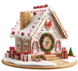 gingerbread house isolated on transparent background