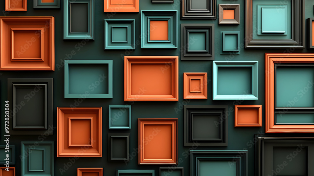 Poster a collection of colorful picture frames arranged on a dark background.