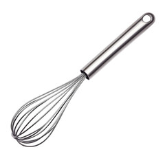 Stainless steel whisk on a transparent background showcasing kitchen tool versatility and design