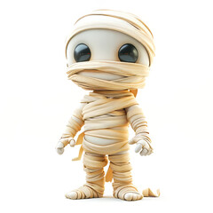 3d illustration of a mummy with a bandage on his head.