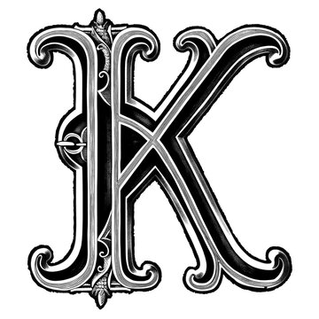 recommend clip art: Letter K PNG in classic medieval art alphabet, transparent background