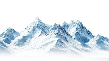 Majestic snow-covered mountains against a clear background, showcasing nature's beauty and serenity in winter