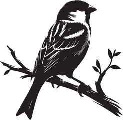 Sparrow silhouette vector illustration.