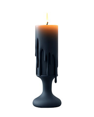 A stunning black candle with dripping wax, perfect for creating a cozy and mysterious atmosphere in any setting.