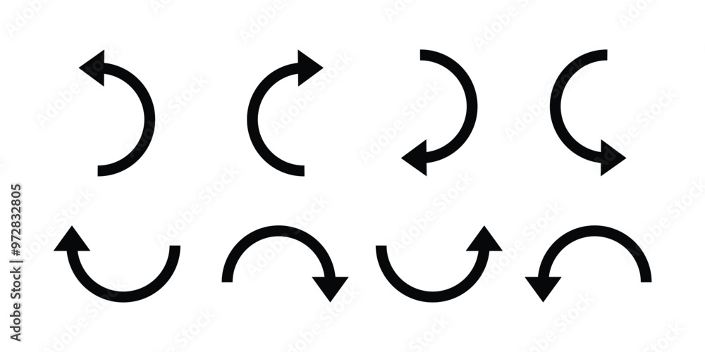 Poster u turn arrow symbol icon set. direction icon set. go straight this way one way only u turn left and 
