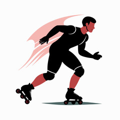 Fototapeta premium Dynamic Inline Skater Speeding Forward with Determination