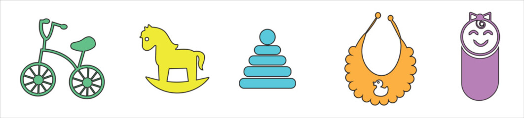 Baby related icon set. Icon set for baby infant concept vector illustration	