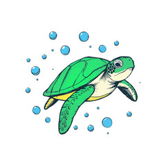 editable vector sea  turtle mascot logo. cute cartoon sea turtle.