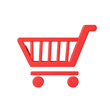 recommend clip art: A vibrant red shopping cart icon, perfect for representing e-commerce, retail, or online shopping concepts.