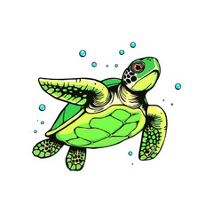 editable vector sea  turtle mascot logo. cute cartoon sea turtle.