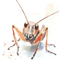cute Cricket watercolor clipart illustration isolated