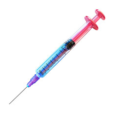 Fototapeta premium Colorful medical syringe with liquid inside representing healthcare and safety transparent background