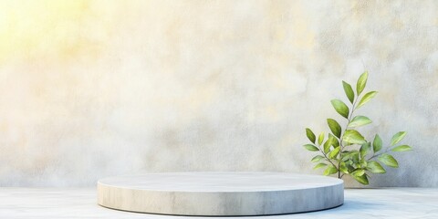 Artistic Concrete Podium showcased prominently with a vibrant creative art festival backdrop highlighting various product displays.