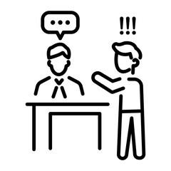 An outline icon of complaint handling desk 